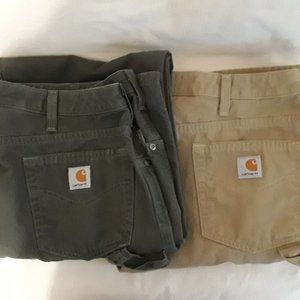 CARHARTT RELAXED FIT CANVAS CARPENTER JEANS 2 PAIR